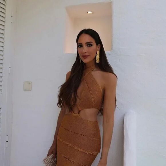 ZARA BUCKLED METALLIC THREAD KNIT DRESS GOLD - Picture 14 of 16